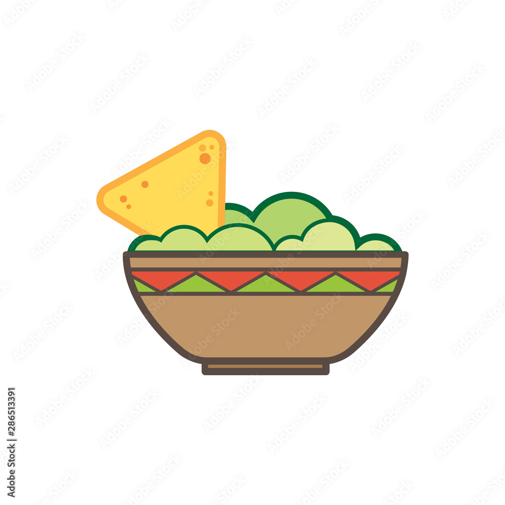 guacamole with nachos vector icon illustration guacamole with nachos vector icon illustration