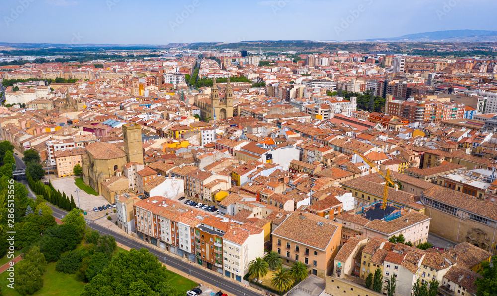 Aerial view of Logrono city with buildings and lanscape