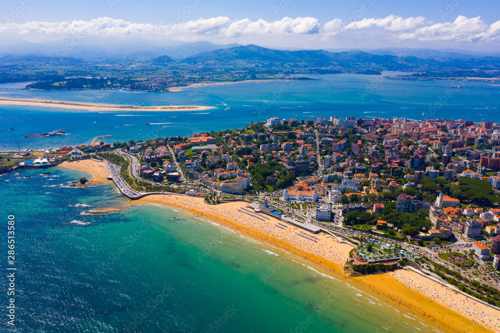 Coast at Santander cityscape with apartment buildings, Cantabria