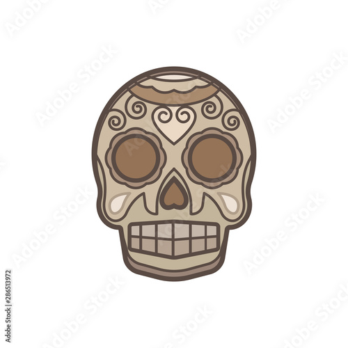 Aztec skull vector icon illustration