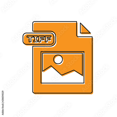Orange TIFF file document. Download tiff button icon isolated on white background. TIFF file symbol. Vector Illustration