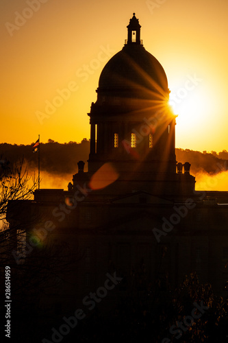 Foggy Sunrise Over Kentucky State Capitol Building - Frankfort, Kentucky