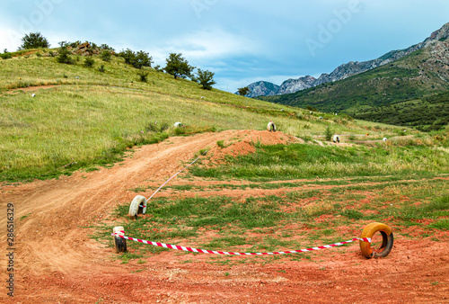 Fototapeta Naklejka Na Ścianę i Meble -  Track for the motocross competition. Landscape
