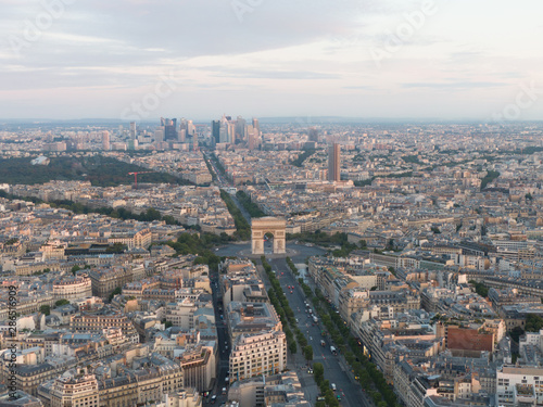 Aerial of the Arc de Triomphe in Paris, France © SmallWorldProduction