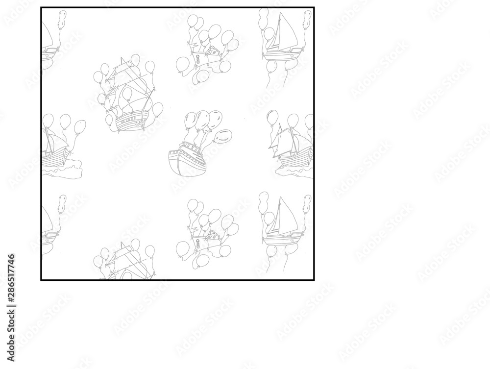 Obraz premium Nautical pattern inspired with small boats on waves.