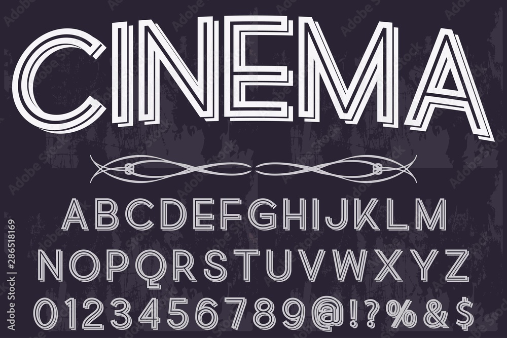 Vecteur Stock abc classic font handcrafted typeface vector vintage named  vintage cinema | Adobe Stock