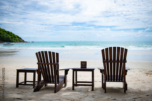 Sun loungers on the beach At Koh Samet Thailand.Happy Holidays Concept © thawatpong
