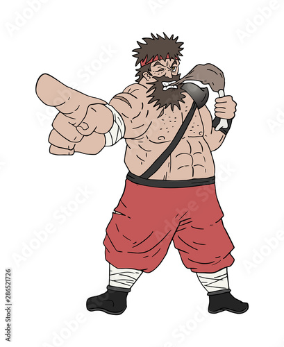 Hungry barbarian warrior