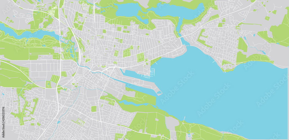 Fototapeta Urban vector city map of Horsen, Denmark
