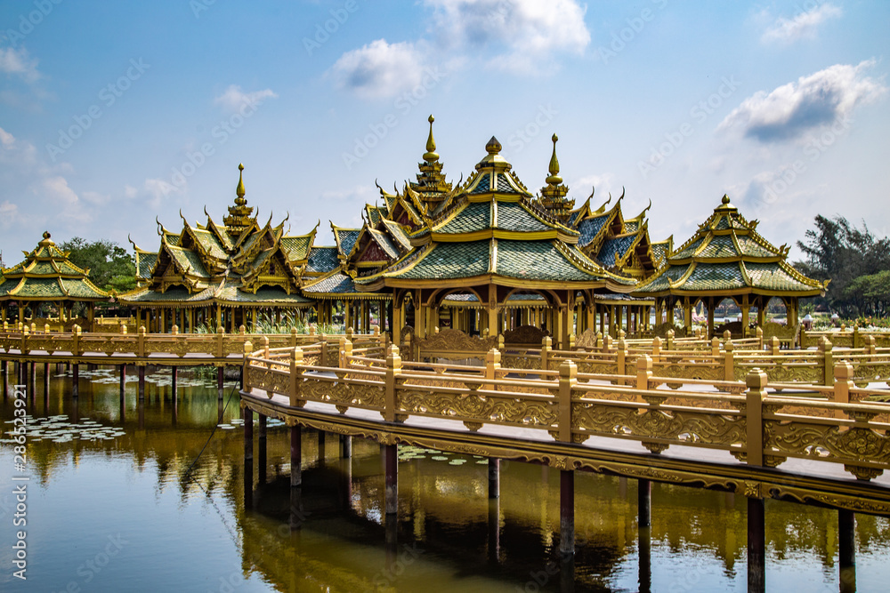 Temples in Ancient City Muang Boran in Bangkok Thailand