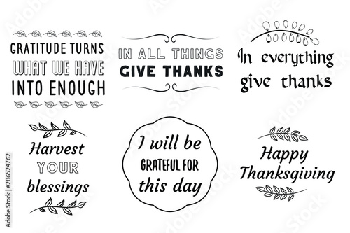 Calligraphy sayings for print. Vector Quotes about happy thanksgiving day.