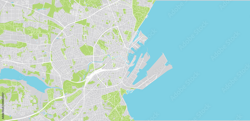 Fototapeta premium Urban vector city map of Aarhus, Denmark