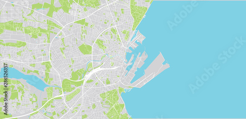 Canvas Print Urban vector city map of Aarhus, Denmark