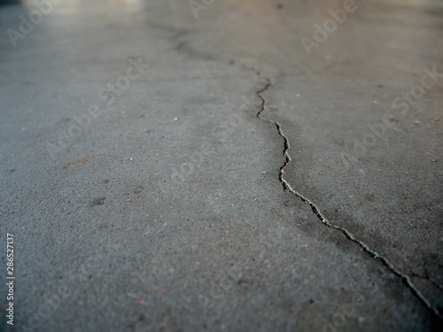 Cracks on the garage floor.