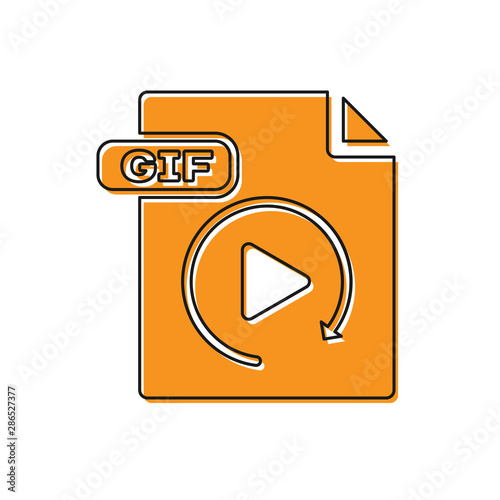 Orange GIF file document. Download gif button icon isolated on white background. GIF file symbol. Vector Illustration