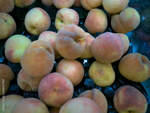 China peach harvest in fruit industry, Prunus persica