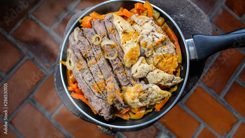 Fajitas en sartén