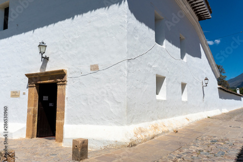 VILLA DE LEYVA,  03 of December of 2018. Details and facades of the Villa de layva´s principal square photo