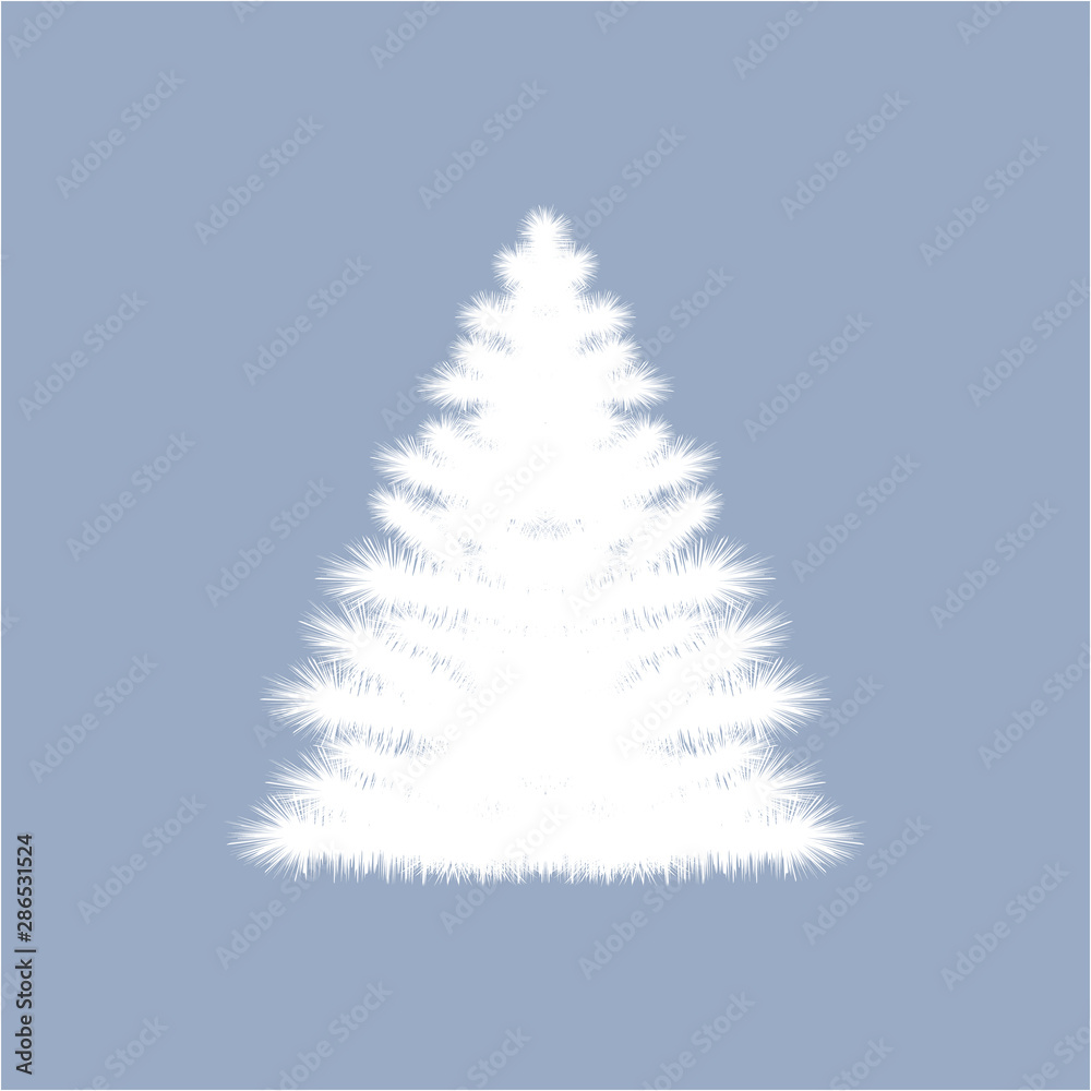 White christmas tree on blue background. Party poster, greeting card, banner or invitation. Xmas greeting design. Vector illustration. White christmas tree on blue background. Party poster, greeting card, banner or invitation. Xmas greeting design. Vector illustration.
