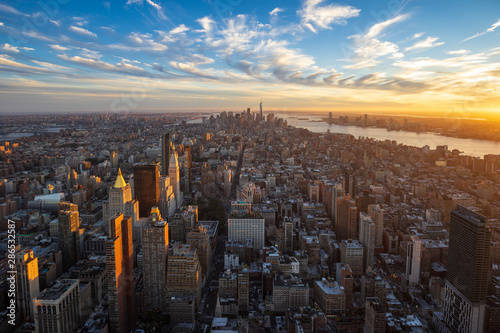 Atmospheric sunset west of New York City