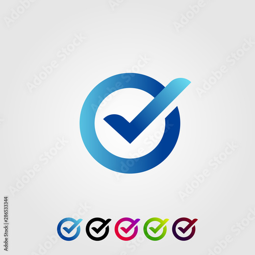 letter o check verified modern logo design icon illustration
