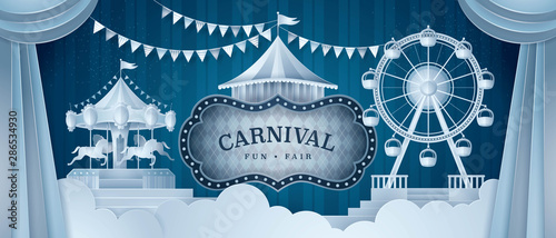 Premium Curtains stage with Circus Frame Bordor, Day Scene Carnival festival