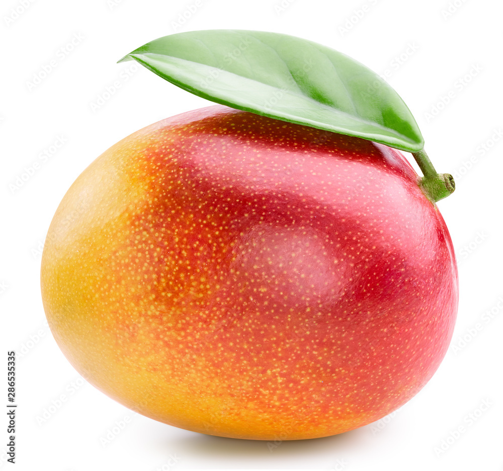 One mango fruit with leaf isolated. Ripe fresh best mango. Mango Clipping Path. Mango professional food photos One mango fruit with leaf isolated. Ripe fresh best mango. Mango Clipping Path. Mango professional food photos