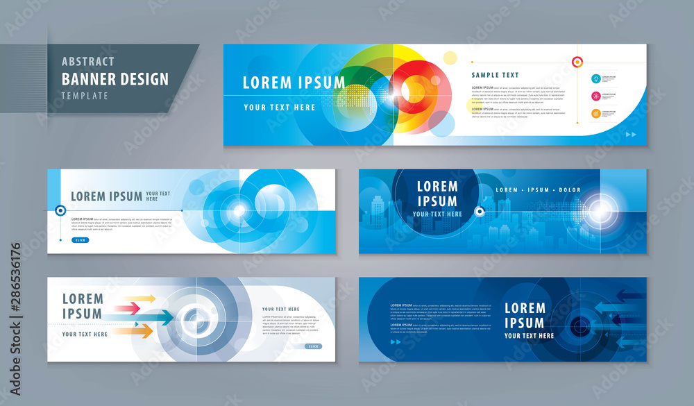 Abstract banner design web template Set, Horizontal header web banner