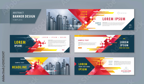 Abstract banner design web template Set, Horizontal header web banner