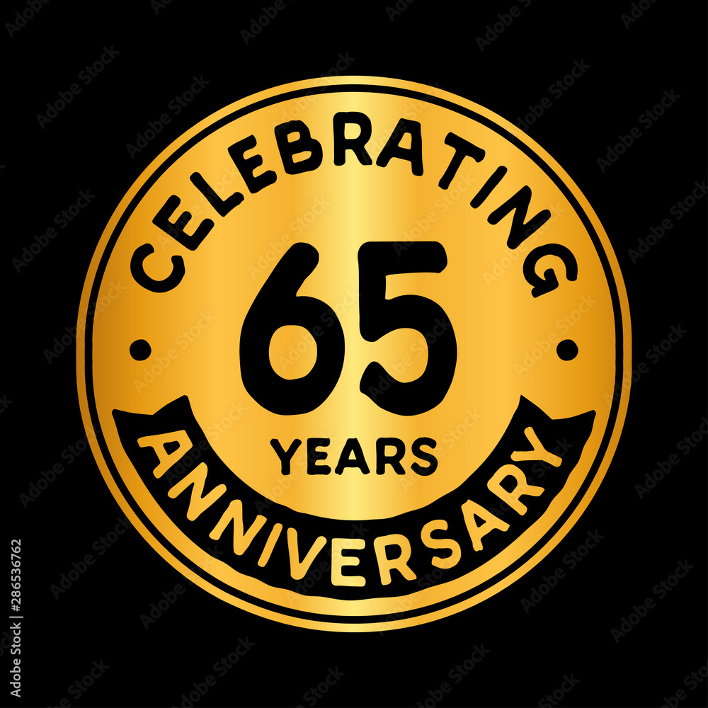 65 years anniversary logo design template. Sixty-five years logtype. Vector and illustration.