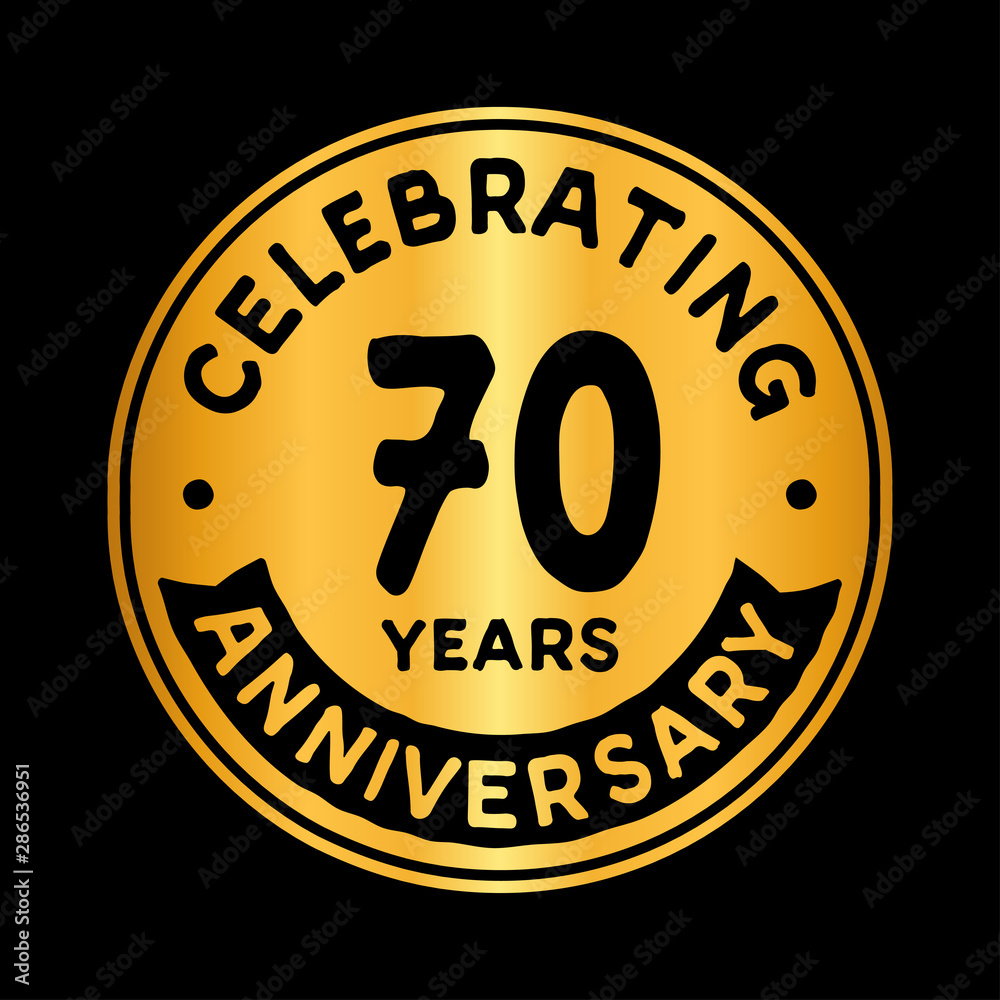 70 years anniversary logo design template. Seventy years logtype. Vector and illustration.
