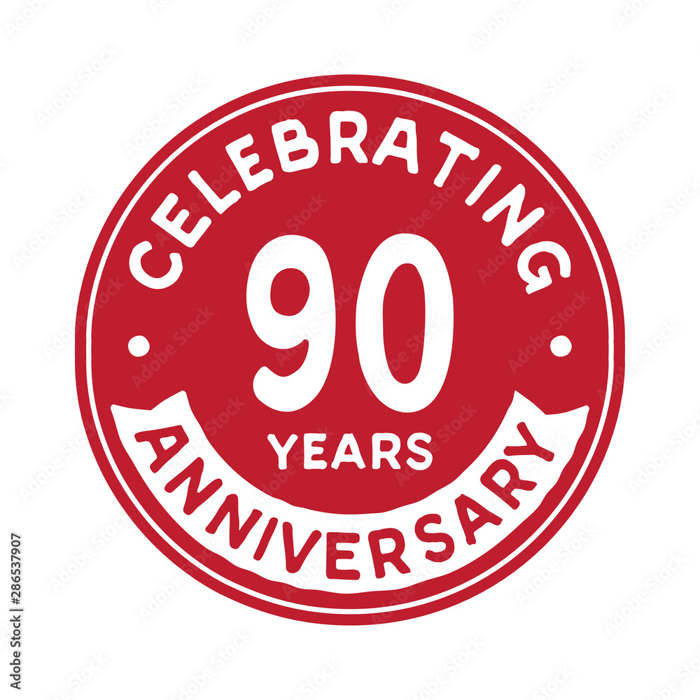 90 years anniversary logo design template. Ninety years logtype. Vector and illustration.