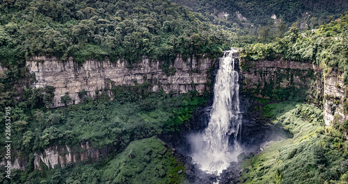 Imposing waterfall of El Salto de Tequendama in Colombia