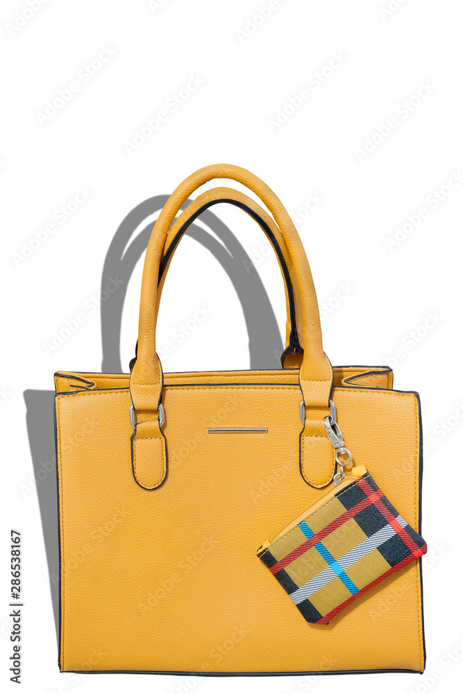 Yellow leather women's handbag. Yellow leather women's handbag.