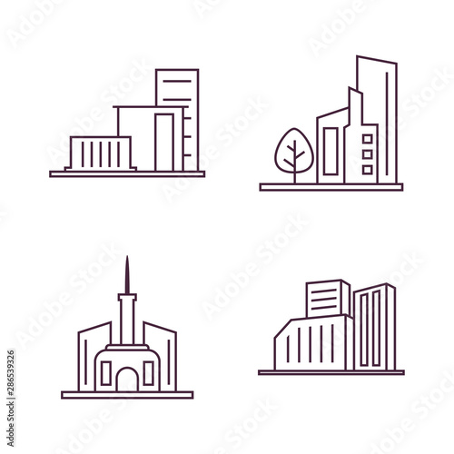 Set Of Modern City Logo Design Template. Skyline Design Vector Illustration
