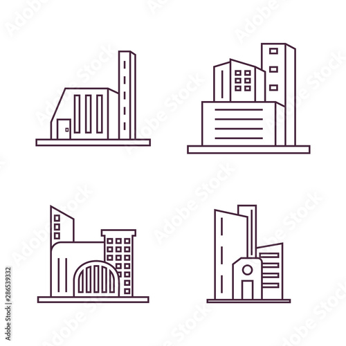 Set Of Modern City Logo Design Template. Skyline Design Vector Illustration