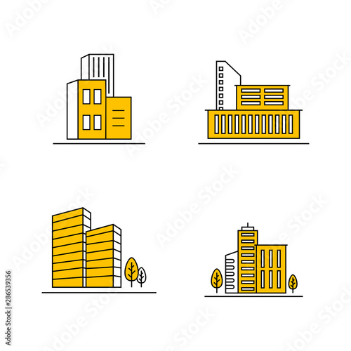 Set Of Modern City Logo Design Template. Skyline Design Vector Illustration