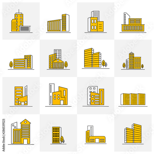 Set Of Modern City Logo Design Template. Skyline Design Vector Illustration