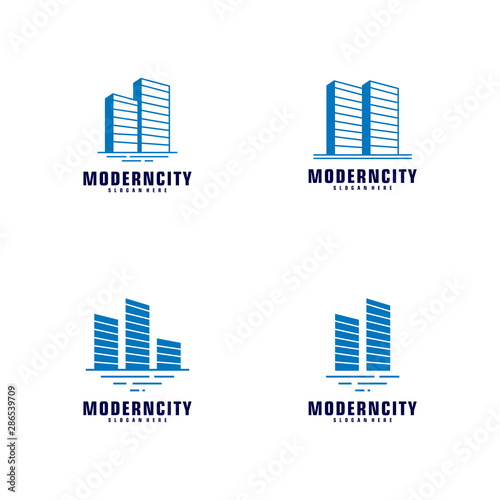Set Of Modern City Logo Design Template. Skyline Design Vector Illustration