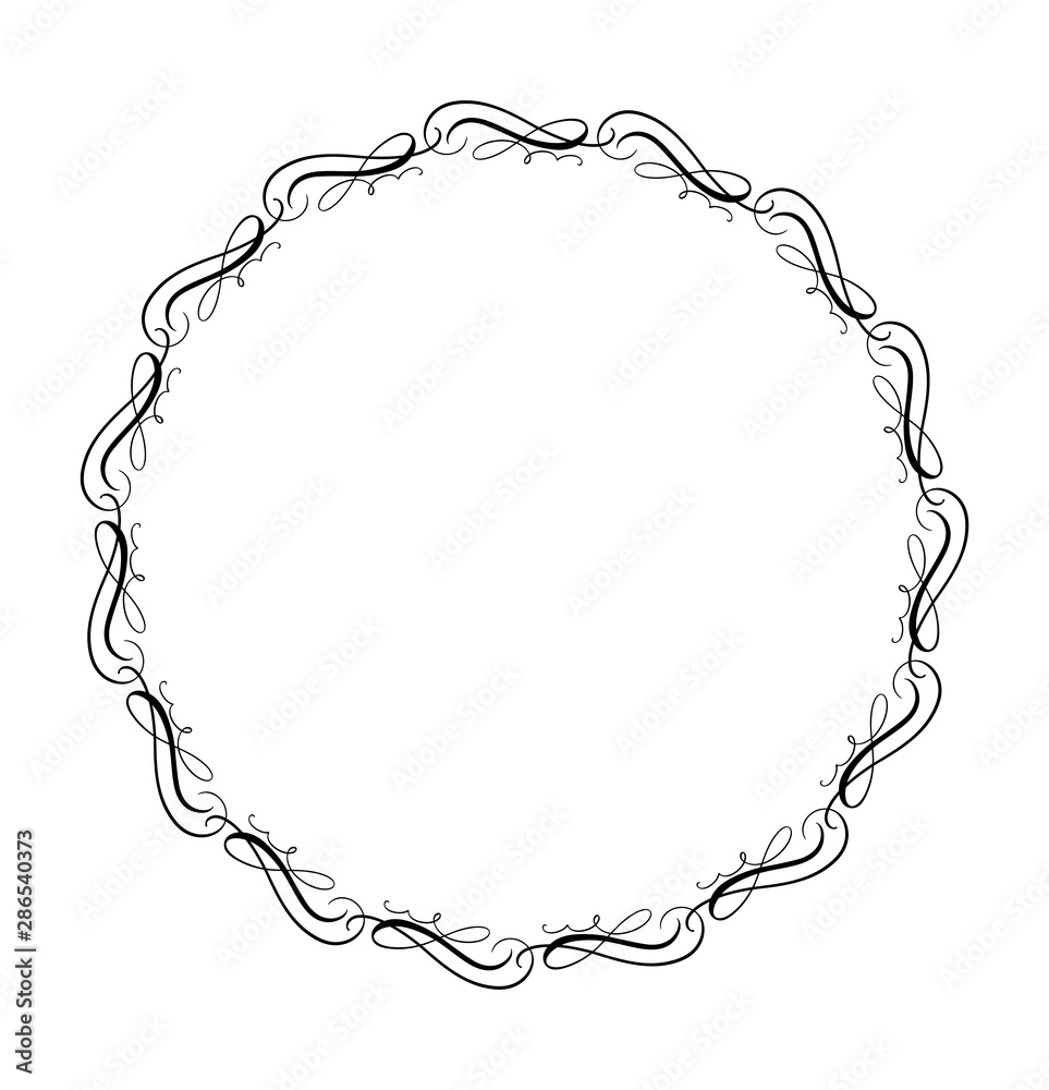 Calligraphic vector wedding frame wreath with place for text. Isolated flourish vintage element for design. Perfect for seasonal holidays, Thanksgiving Day, Valentines Day, greeting card Calligraphic vector wedding frame wreath with place for text. Isolated flourish vintage element for design. Perfect for seasonal holidays, Thanksgiving Day, Valentines Day, greeting card
