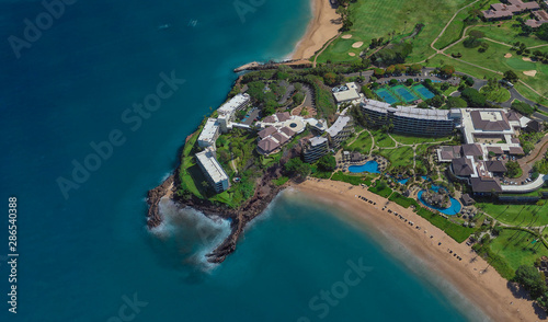 coast of Lahaina Hawaii USA, bird's eye view in 3D photo