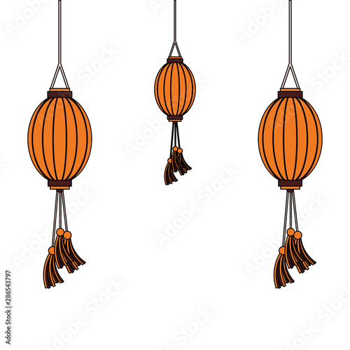 oriental chinese lanterns decoration cartoon