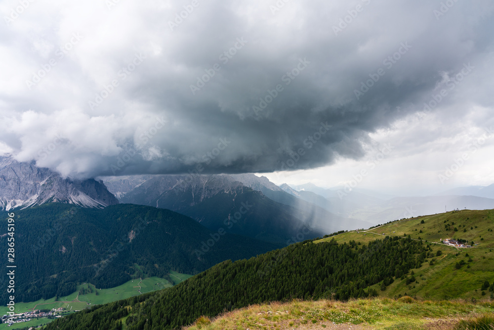 thunderstorms in the Dolomites, Italy,