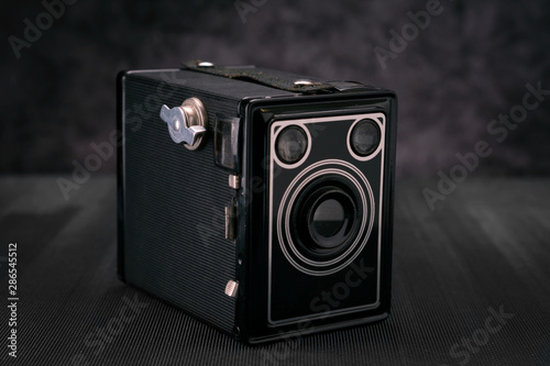 Old vintage film photo camera, lifestyle memory.