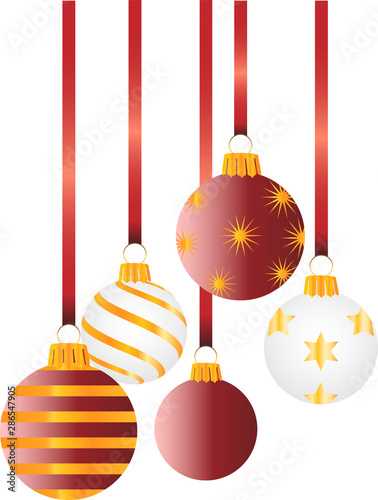 Boules de Noël suspendue à un ruban