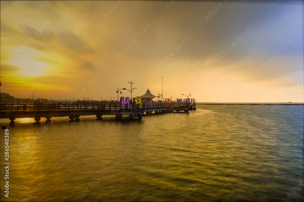 Sunset at Ancol Beach Jakarta Indonesia