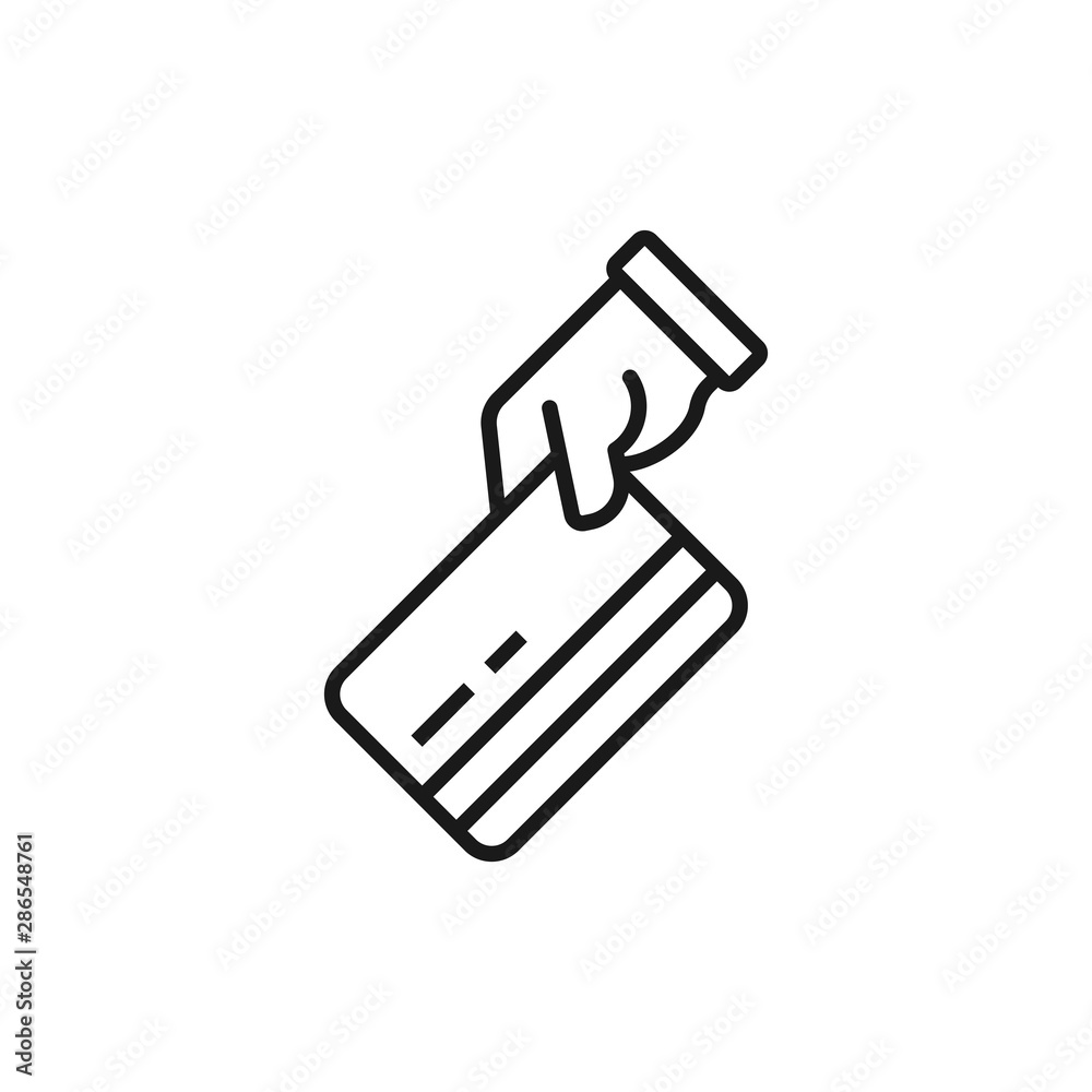 hold credit card - minimal line web icon. simple vector illustration. concept for infographic, website or app. hold credit card - minimal line web icon. simple vector illustration. concept for infographic, website or app.