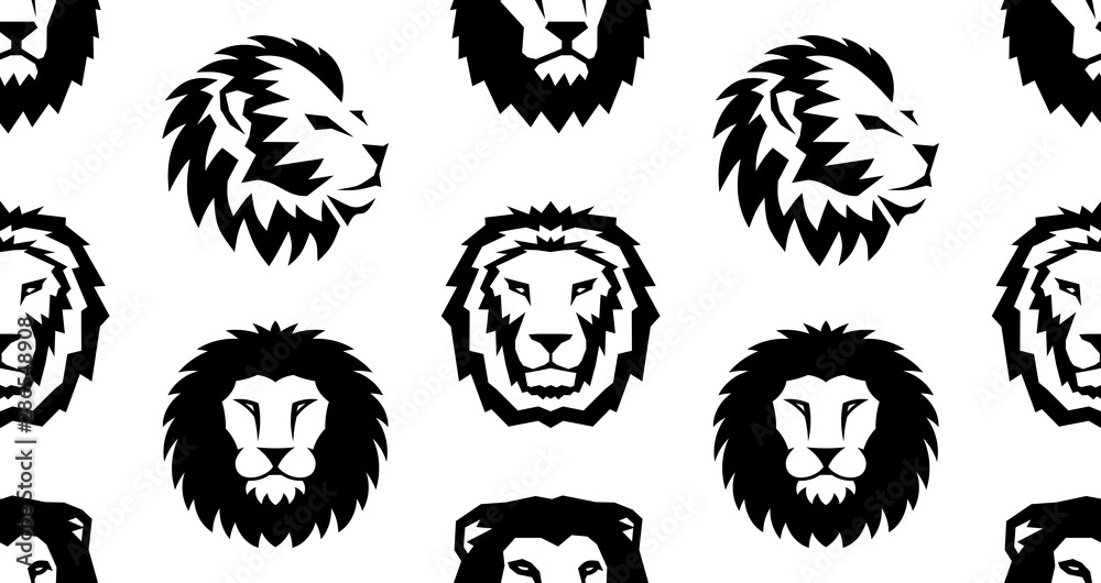 Seamless pattern with Lion logo. isolated on white background