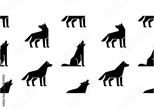 Seamless pattern with Wolf logo. isolated on white background