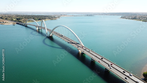 A beautiful aerial view of JK Bridge in Brasilia, Brazil